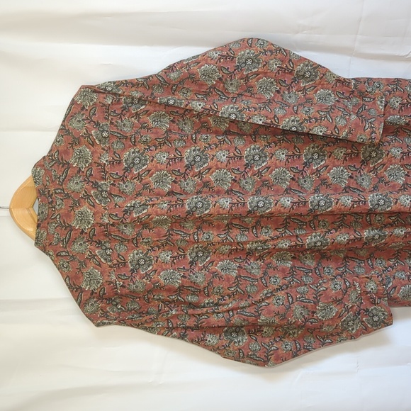 Natural Life Drew Cotton Button Down Rusty Floral Shirt Dress | Size L / XL - Picture 6 of 7